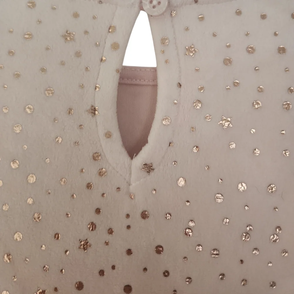 Girls Gap Dress Size 14 / 16 Pink Velour Gold Stars Long Sleeves